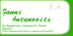 fanni antunovits business card